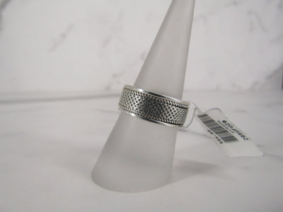Tiny Diamond And Rope Etched Silver Band Ring