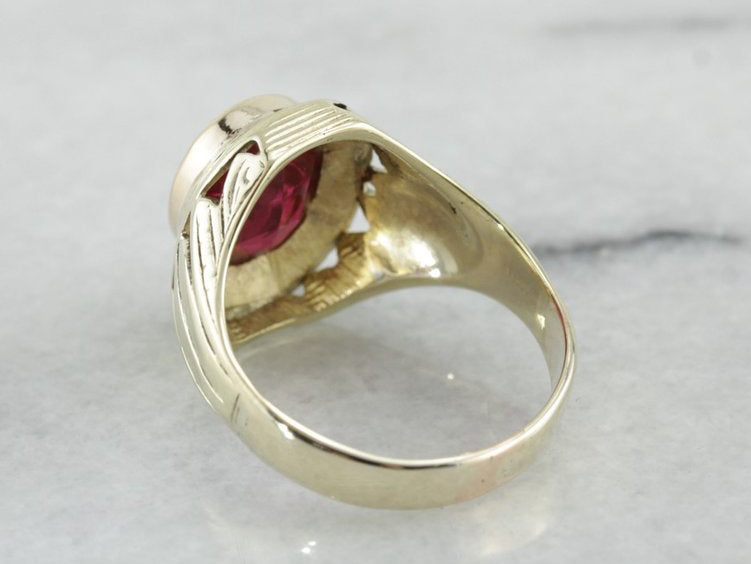 Retro Era Men's Shriners Club Statement Ring, Masonic or Fraternal Collectors Item