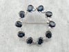 Circle Pin with Deep Blue Sapphires