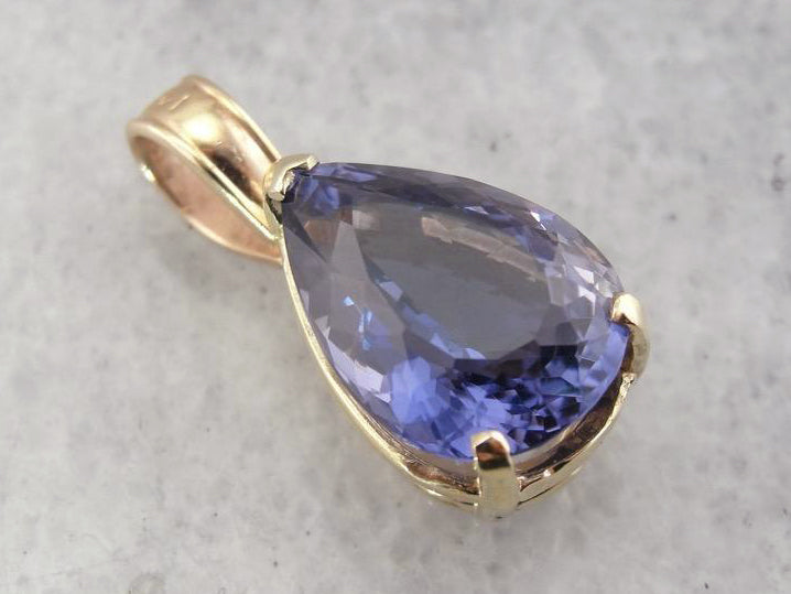 Pear Cut Tanzanite Teardrop Pendant