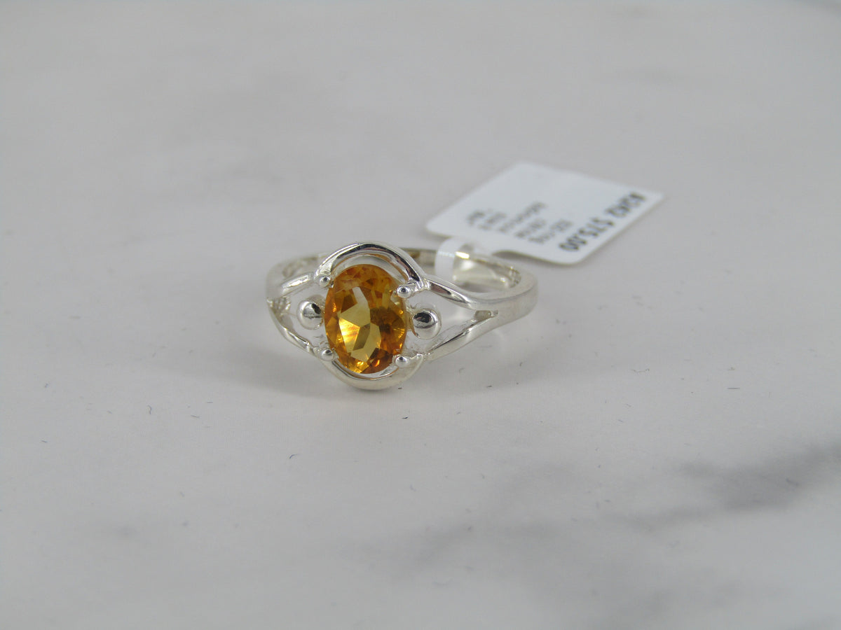 Sterling Silver Prong Set Citrine Ring