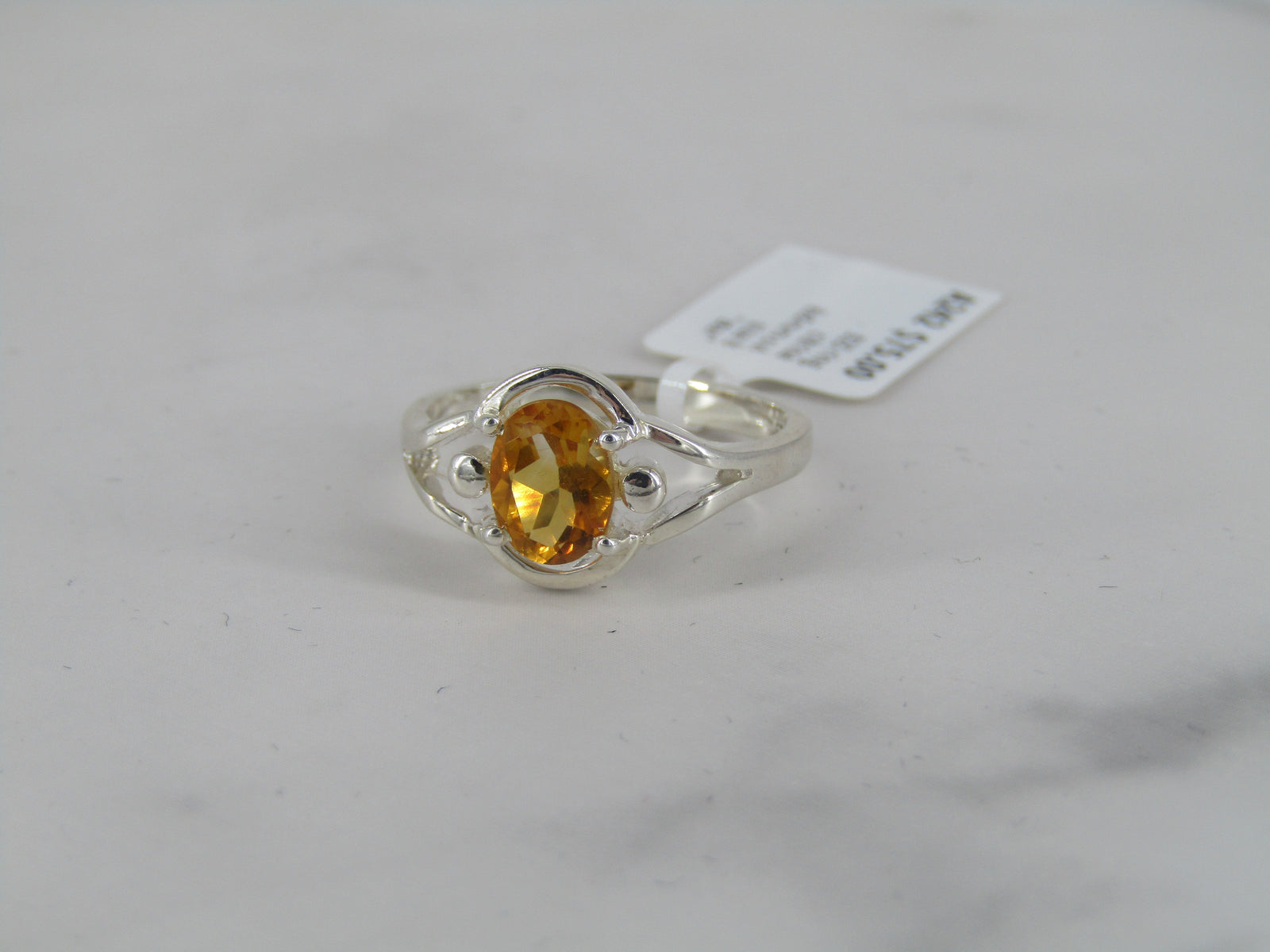 Sterling Silver Prong Set Citrine Ring