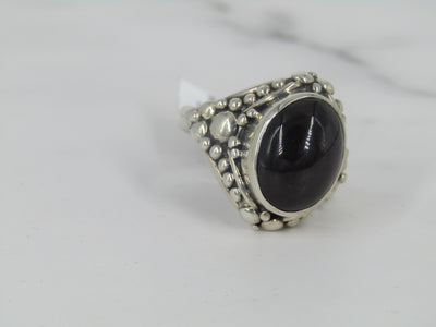 Silver Star Garnet Ring With Ball Accents