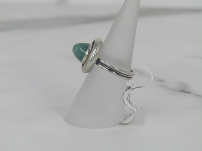 Silver Ring With Half Egg Shaped Aventurine Center