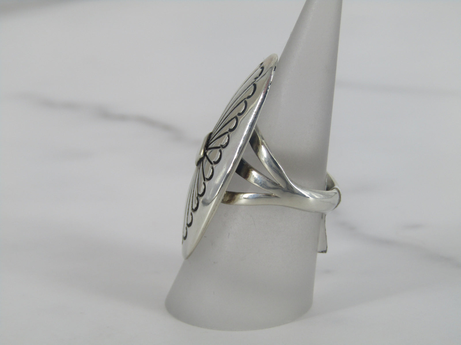 Silver Southwestern Elongated Statement Ring
