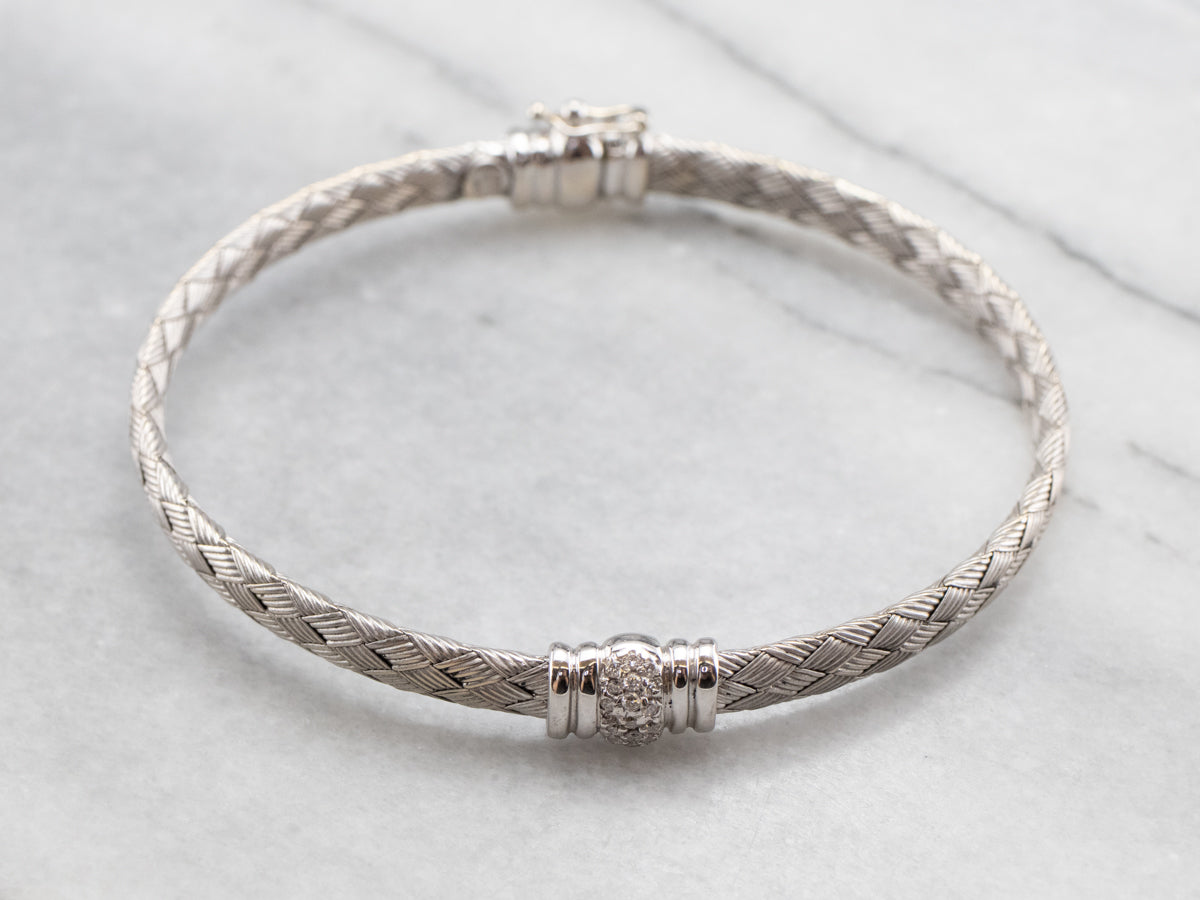 Vintage White Gold and Diamond Bangle Bracelet
