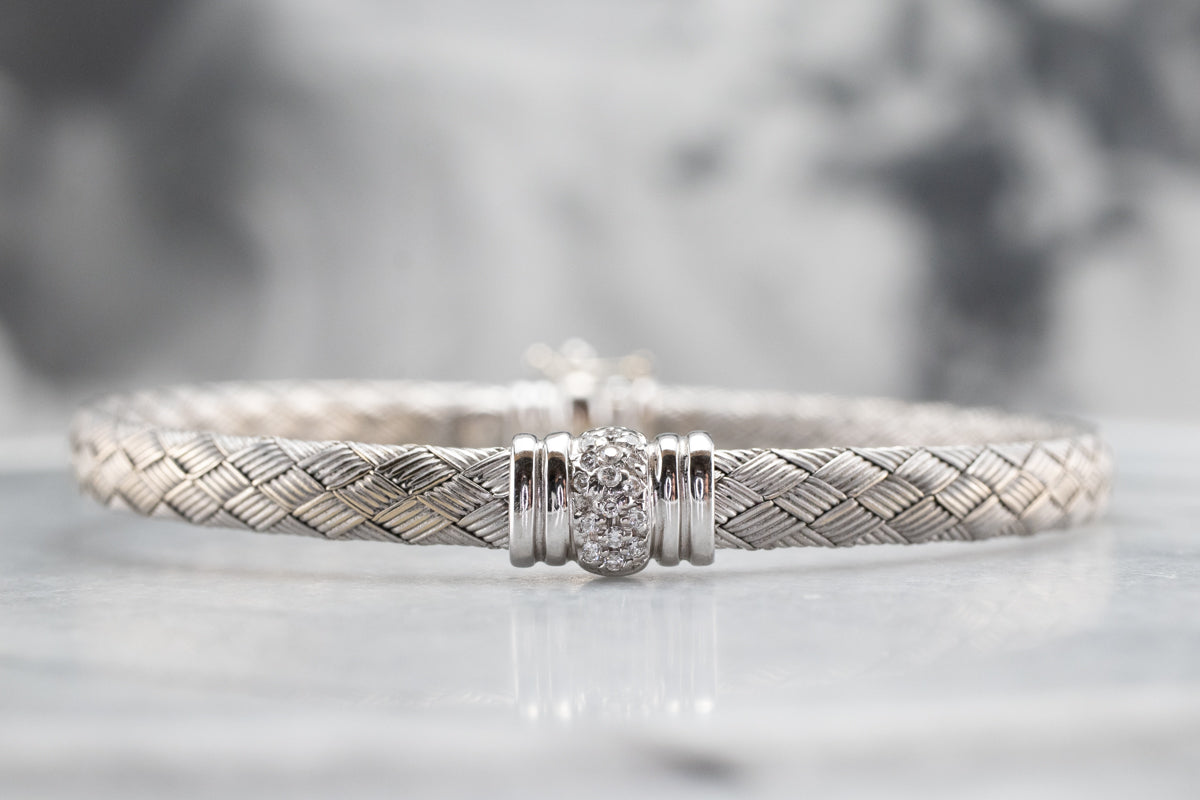 Vintage White Gold and Diamond Bangle Bracelet