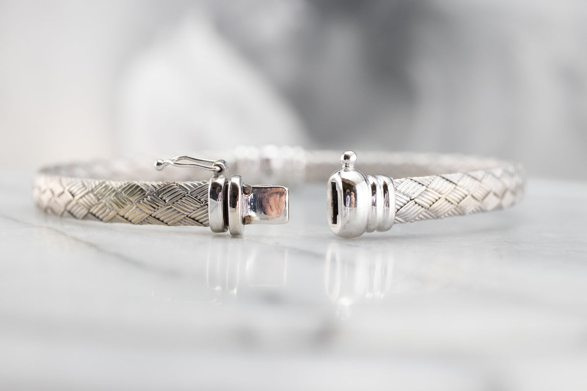 Vintage White Gold and Diamond Bangle Bracelet