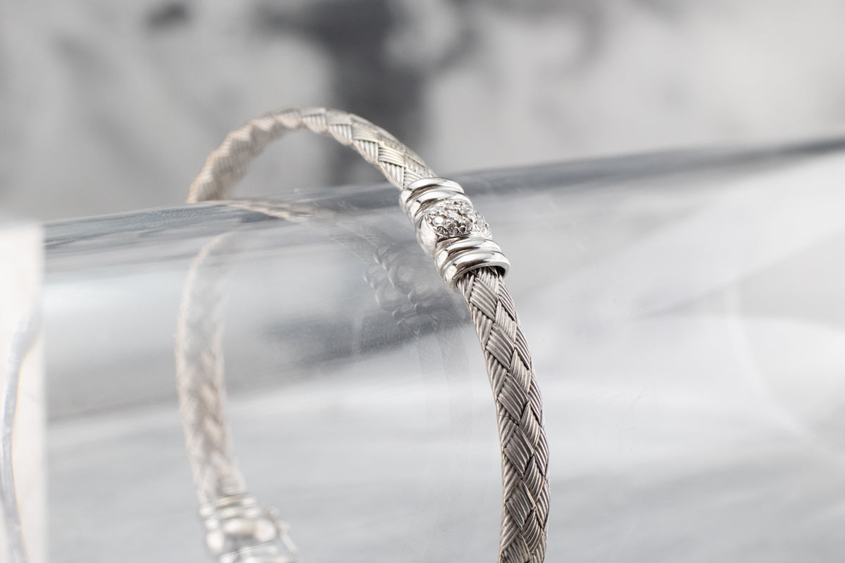 Vintage White Gold and Diamond Bangle Bracelet