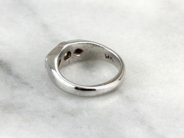 Retro Era Three Stone Diamond Engagement Ring with Great Shine