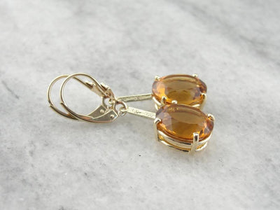 Gorgeous Citrine and Textured Gold Drop Earrings