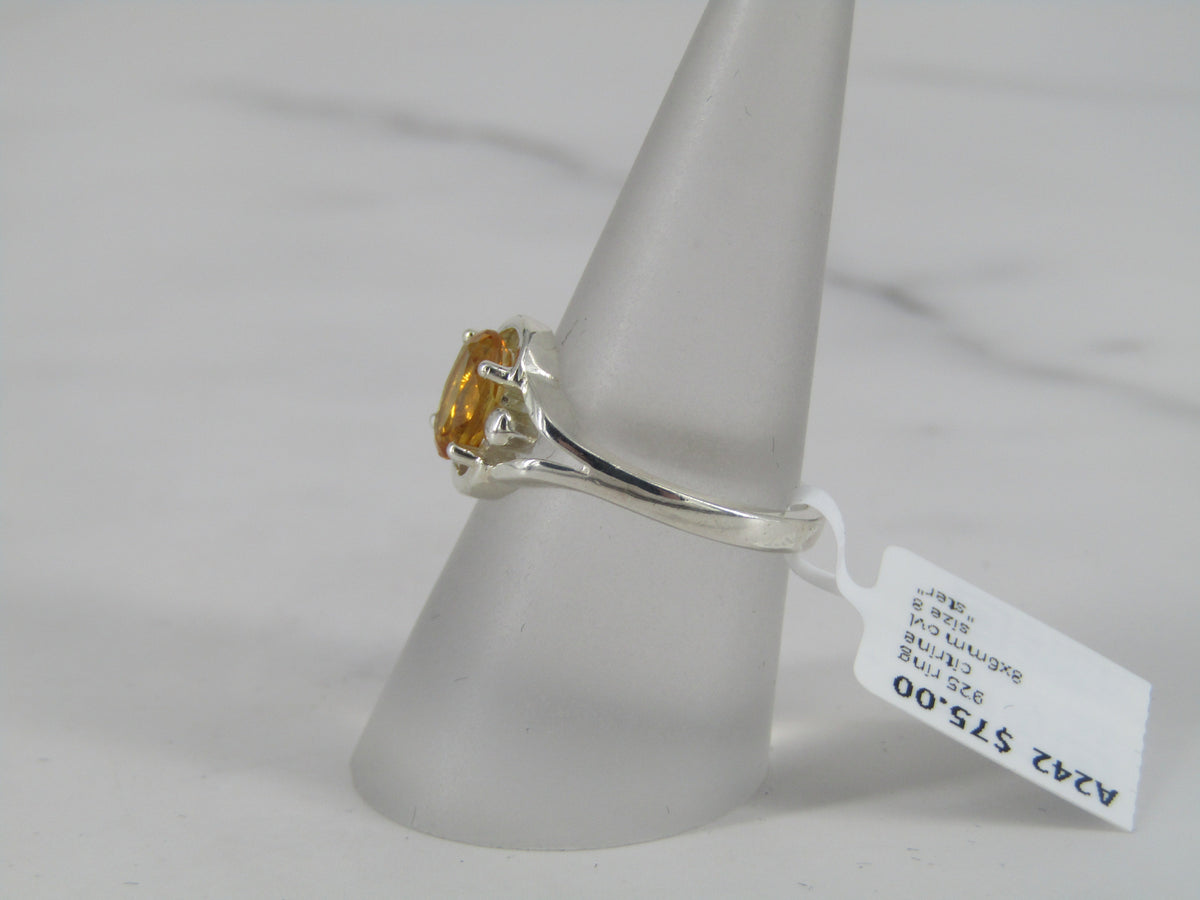 Sterling Silver Prong Set Citrine Ring