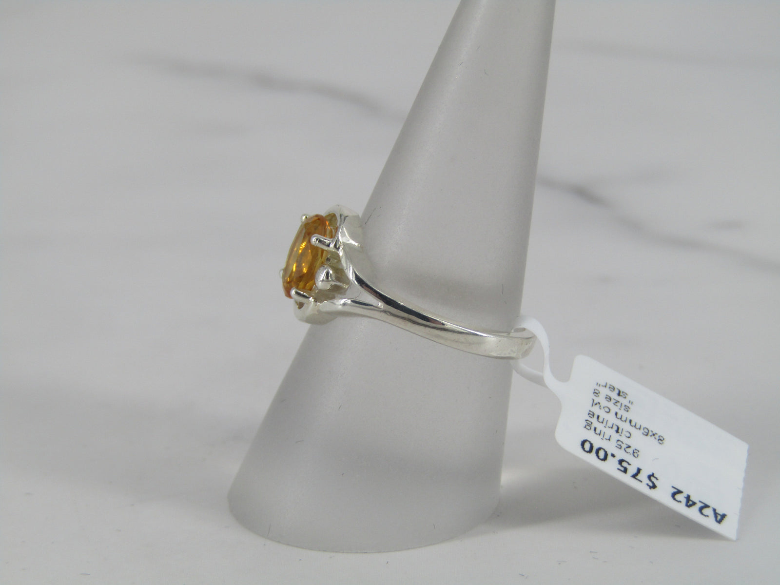 Sterling Silver Prong Set Citrine Ring