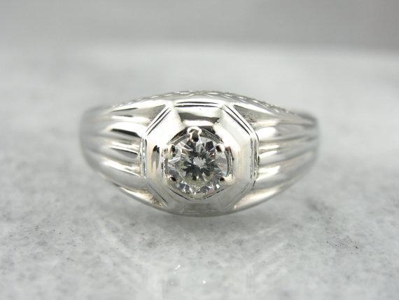 White Gold and Diamond Men's Ring