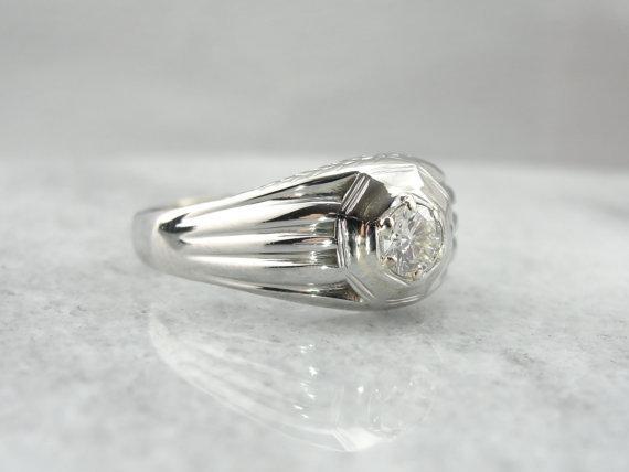 White Gold and Diamond Men's Ring