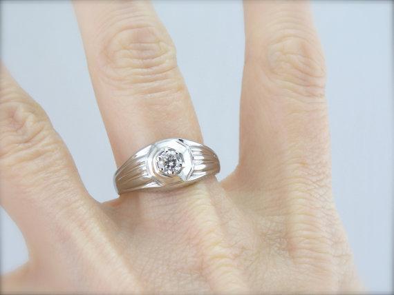 White Gold and Diamond Men's Ring