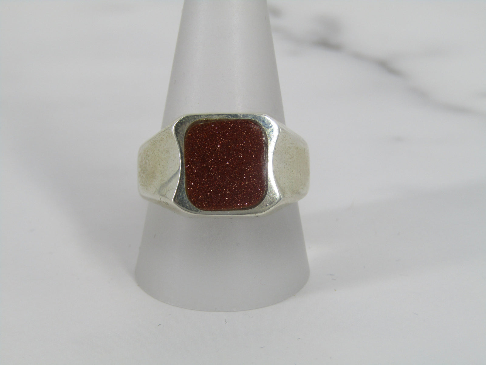 Silver Ring With Sunstone Center