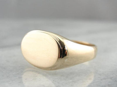 Yellow Gold Plain East West Signet Ring