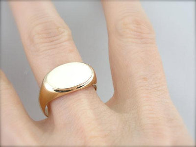 Yellow Gold Plain East West Signet Ring