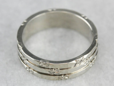 White Gold Triple Floral Band