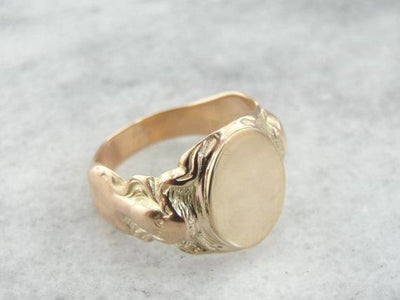Art Nouveau Nude Goddess  Gold Signet Ring