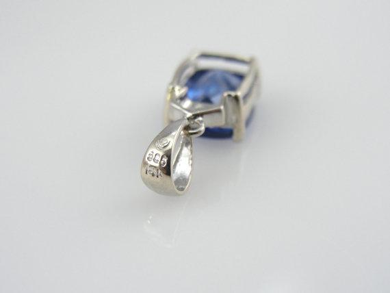 Cushion Cut Tanzanite and Diamond White Gold Pendant