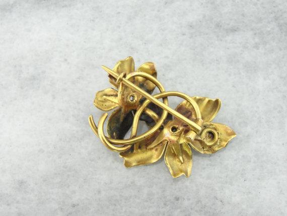 Diamond Hand Formed Double Flower Brooch