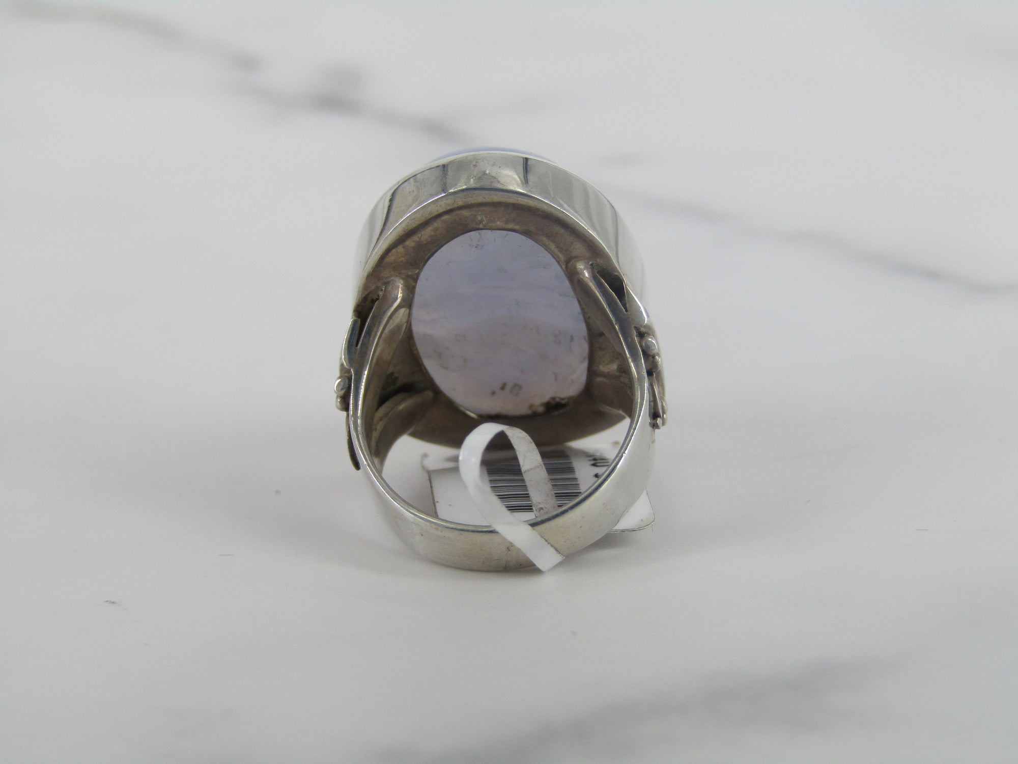 Anillo de ágata de encaje ovalado de plata