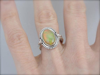 Bezel Set Ethiopian Opal Sterling Silver Ring