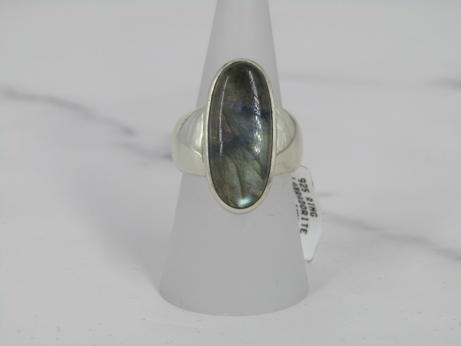 Bezel Set Silver Labradorite Band Ring