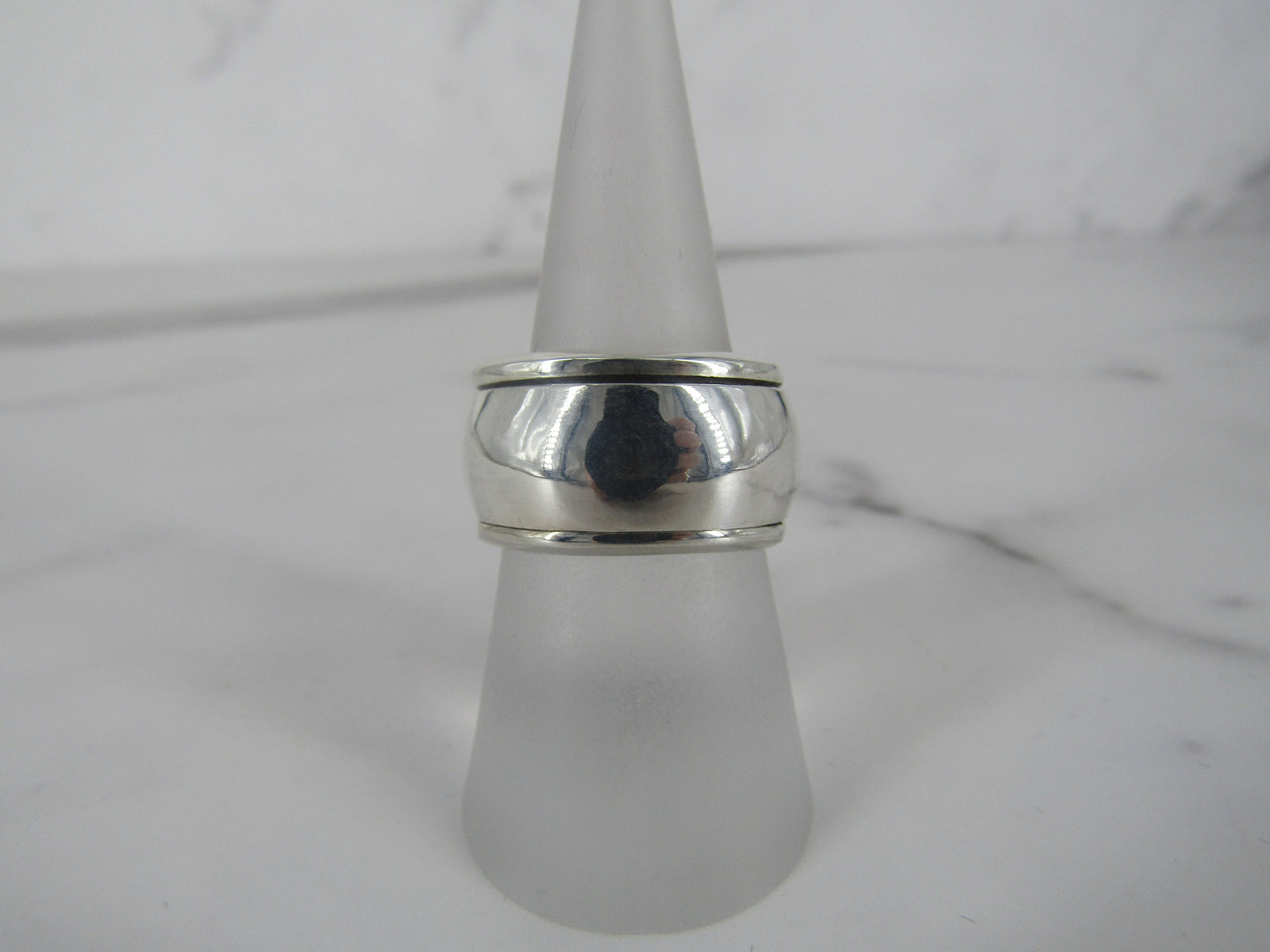 Thick Silver Spinner Band Ring