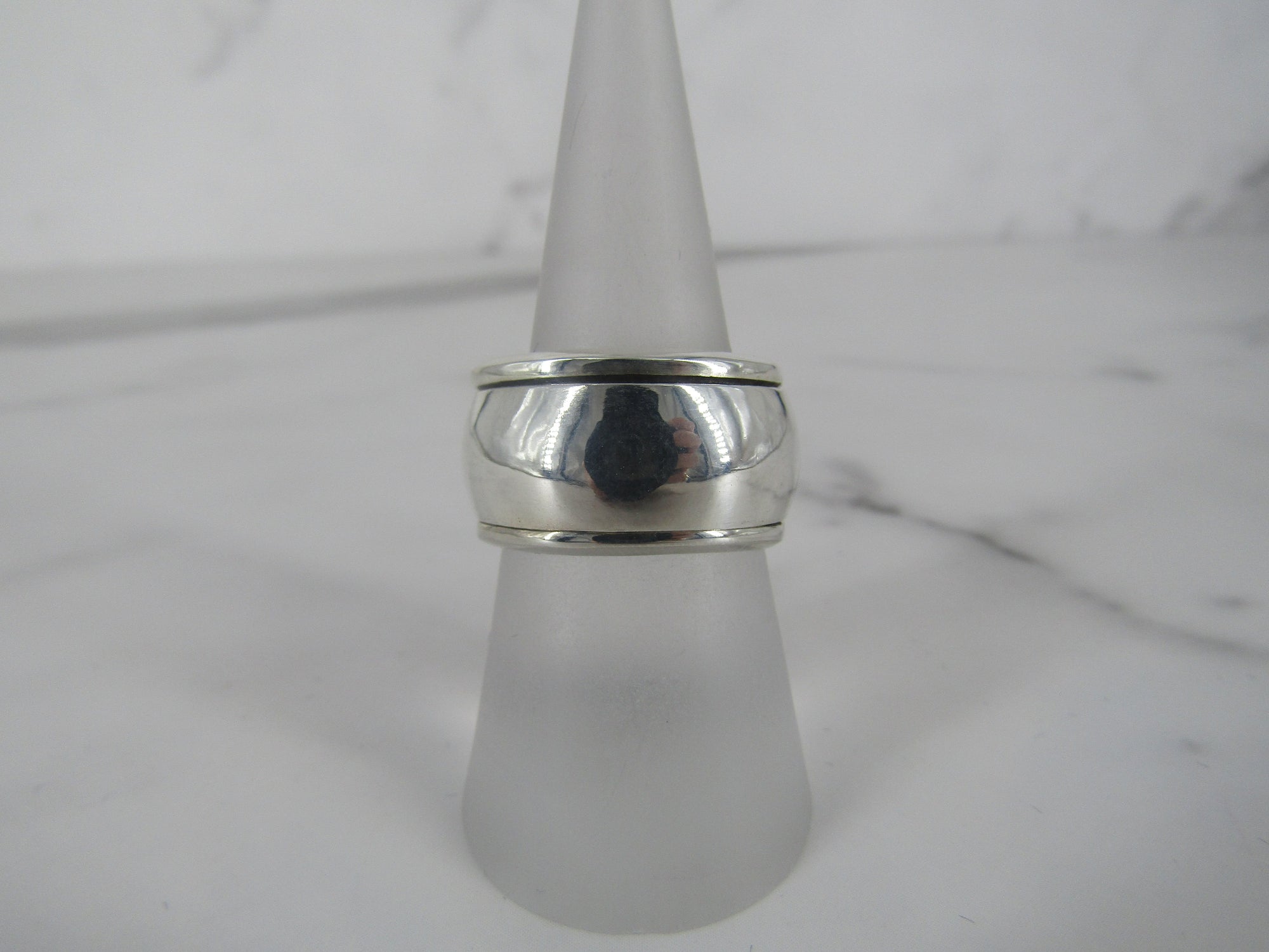 Thick Silver Spinner Band Ring