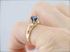 Blue Sapphire Christian Engagement Ring with Cross Motif