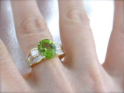 Fine Peridot and Diamond Cocktail Ring in High Karat Gold