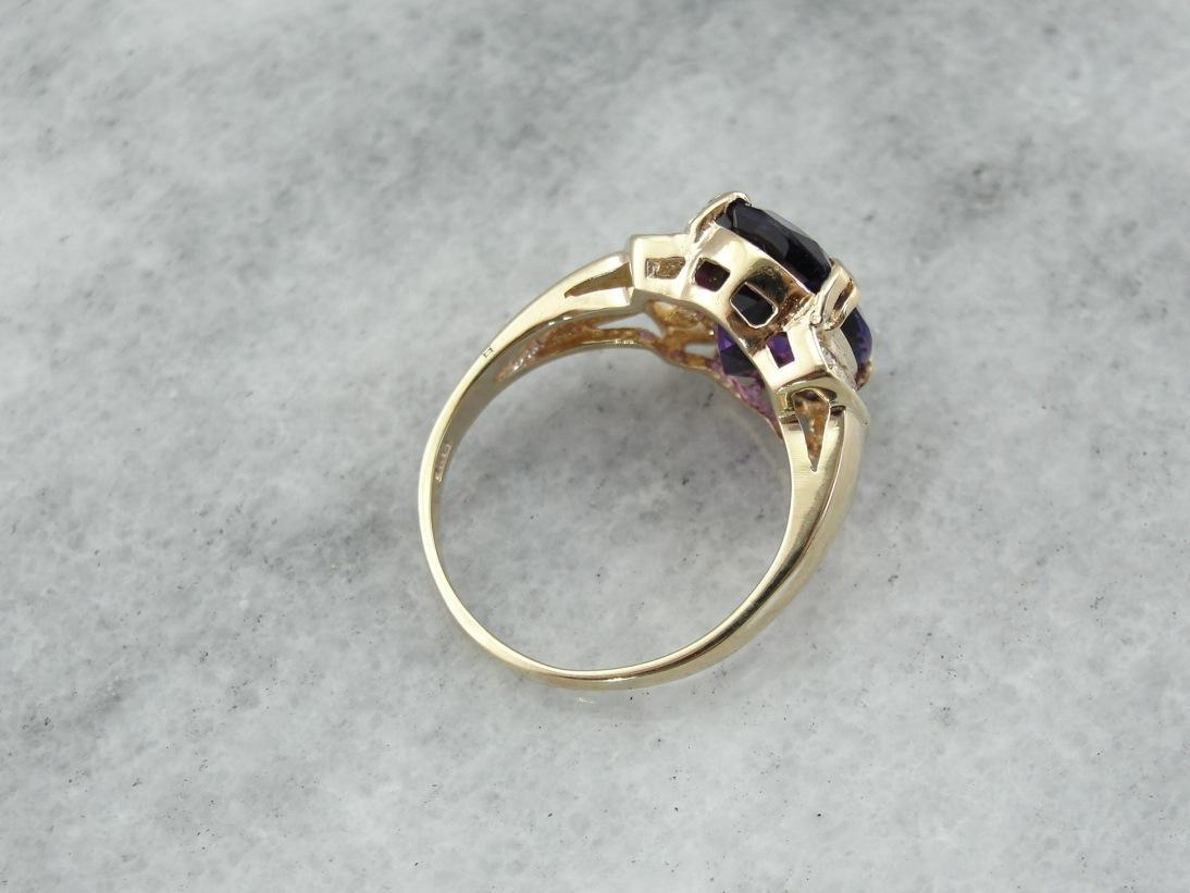 Beautiful Amethyst and Diamond Cocktail Ring