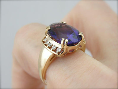 Beautiful Amethyst and Diamond Cocktail Ring