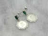 Elegant Emeralds and M Monogram Drop Earrings