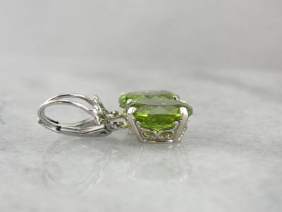 Bright Lime Green Peridot Earrings, August Birthstone