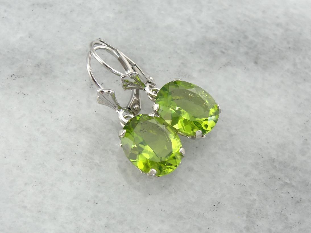 Bright Lime Green Peridot Earrings, August Birthstone