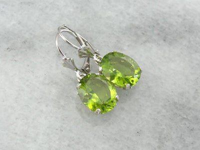 Bright Lime Green Peridot Earrings, August Birthstone
