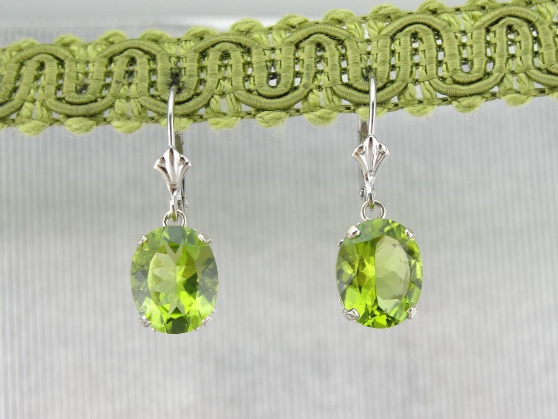 Bright Lime Green Peridot Earrings, August Birthstone