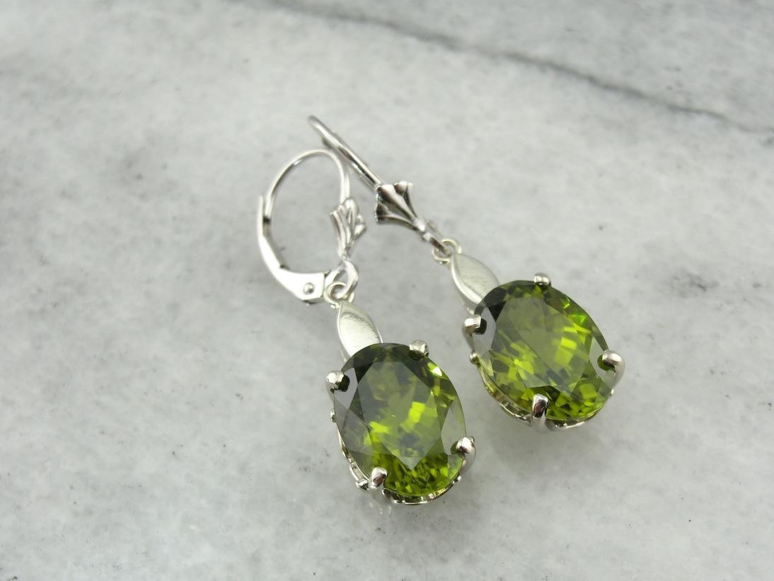 Most Olive: Deep Green Peridot Drop Earrings
