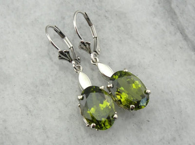 Most Olive: Deep Green Peridot Drop Earrings