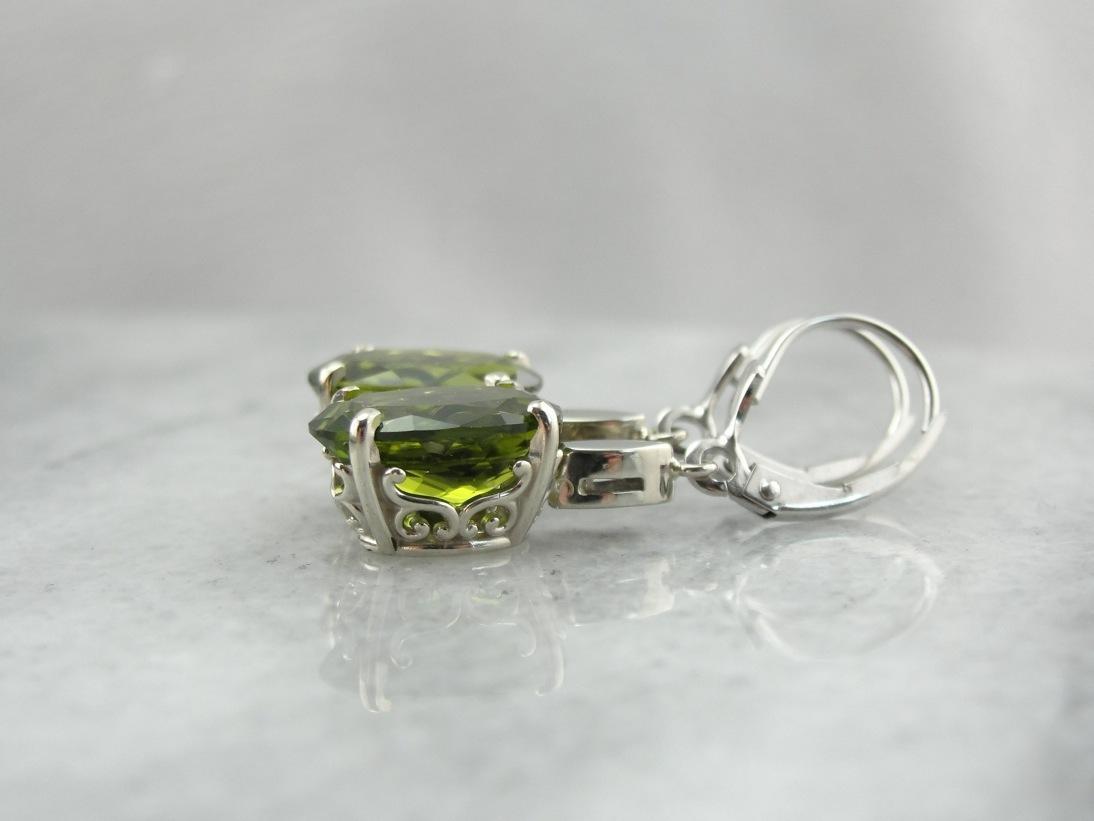 Most Olive: Deep Green Peridot Drop Earrings