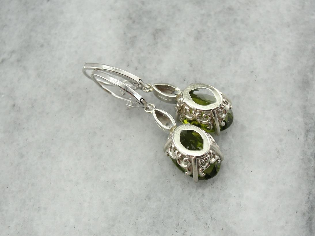 Most Olive: Deep Green Peridot Drop Earrings