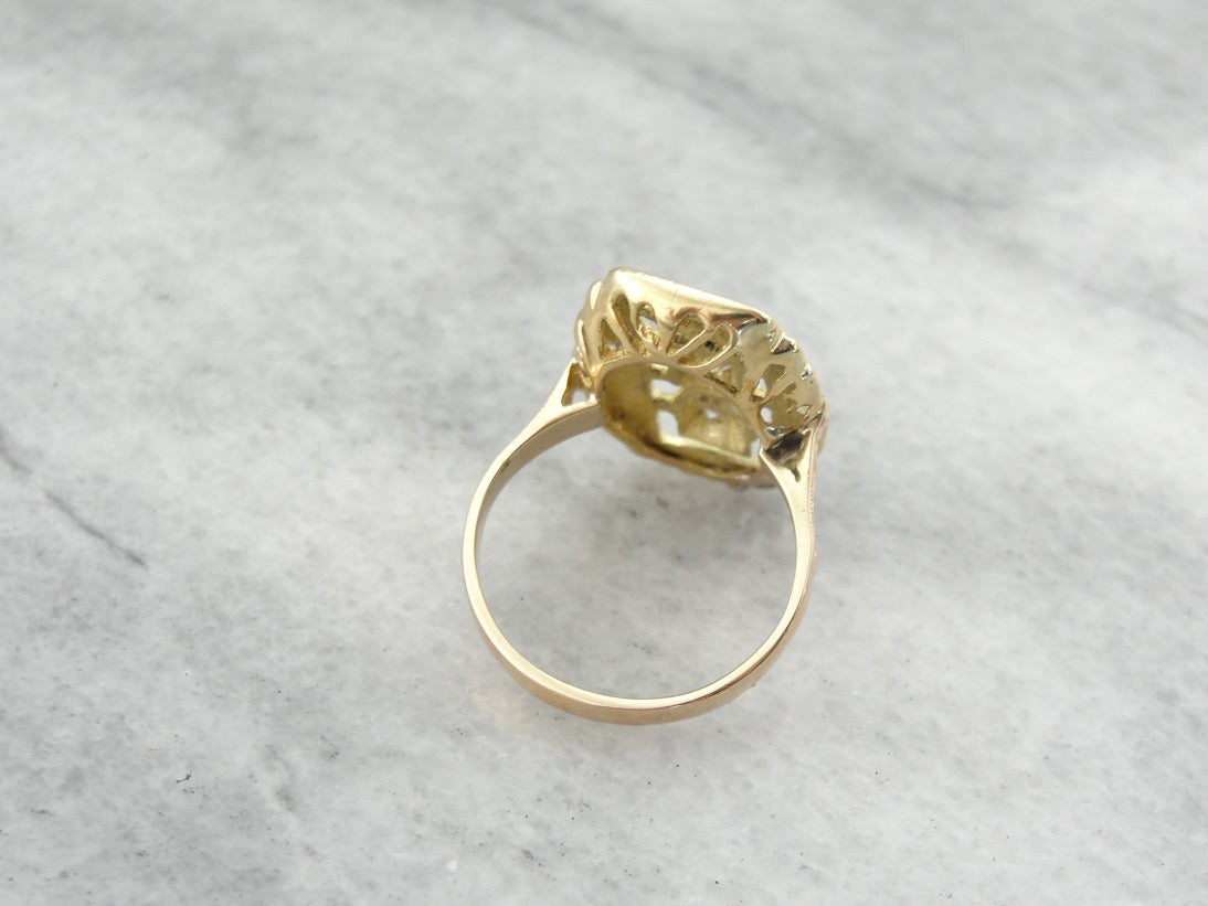 Fantastic Vintage Multi Diamond Cocktail Ring, Rich High Karate Gold