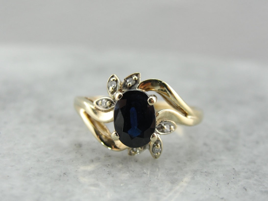 BE LIVE JEWELLERY Dainty Blue Sapphire Ring Vintage Small Sapphire  Moissanite Engagement Ring September Birthstone Ring Art Deco Ring Antique  Ring for Women (Black Gold Plating, 3 US) | Amazon.com