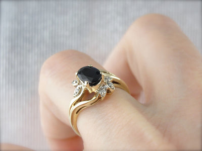 Modern Sapphire and Diamond Ladies Ring with Simple, Elegant Design