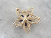 Ornate Flower and Star Multi Gemstone Brooch in Yellow Gold