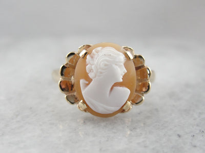 Mid Century Cameo Cocktail Ring